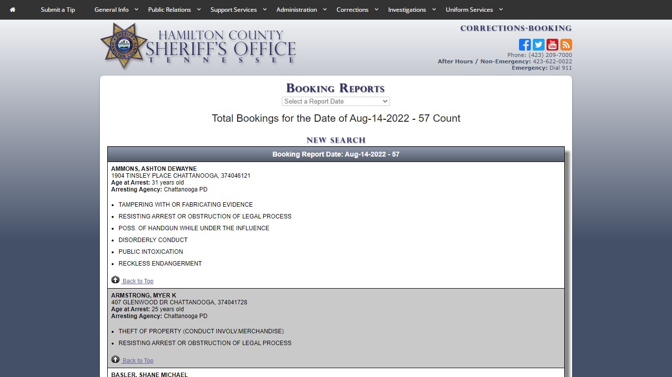 HCSO-Corrections-Booking Reports